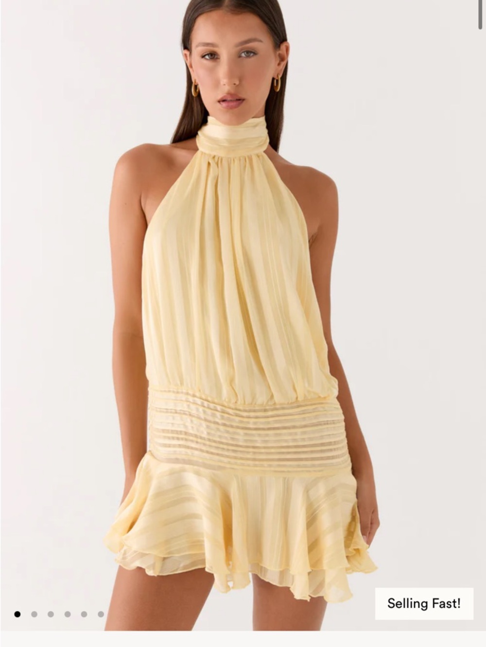 Peppermayo Pale Yellow Halter Mini Dress